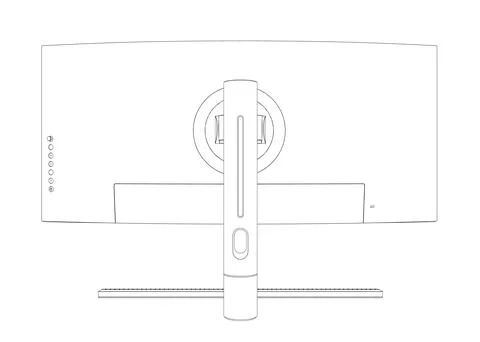 Outline of modern thin frame display computer monitor vector illustration. Stock Illustration