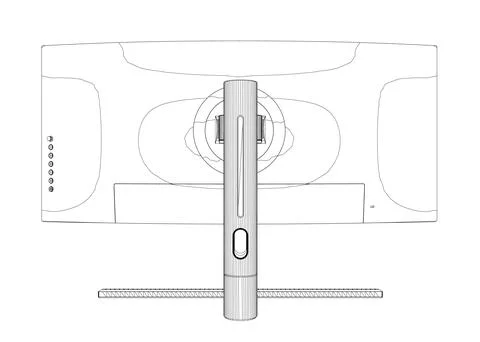 Outline of modern thin frame display computer monitor vector illustration. Stock Illustration