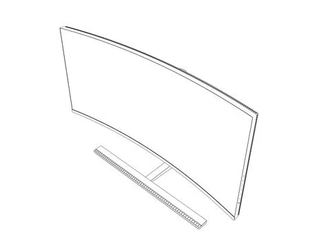 Outline of modern thin frame display computer monitor vector illustration. Illustrazione stock