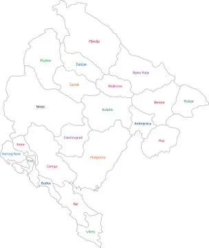 Outline Montenegro map Stock Illustration