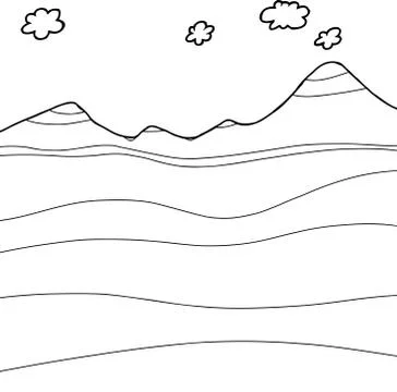 Outline mountain cross-section Stock Illustration