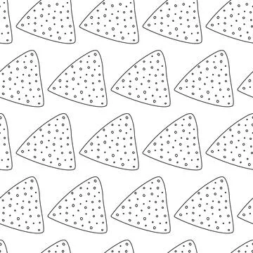 Outline Nacho Chips Seamless pattern in minimalistic style. Happy Nacho Day Stock Illustration