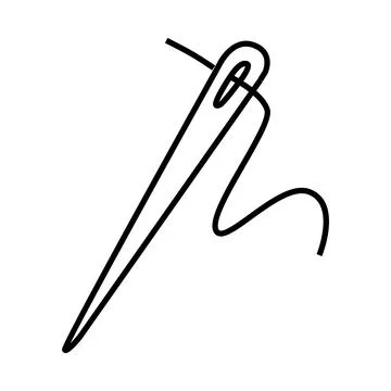 Outline of needle and thread Stock Illustration