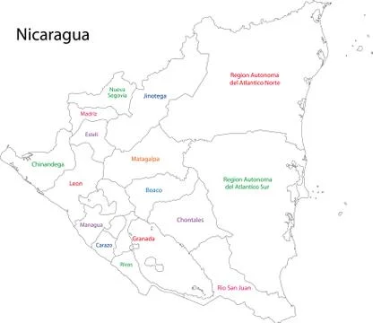 Outline nicaragua map Stock Illustration