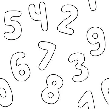 Outline numbers seamless pattern. Seamless pattern of white numbers. Backgrou Stock Illustration
