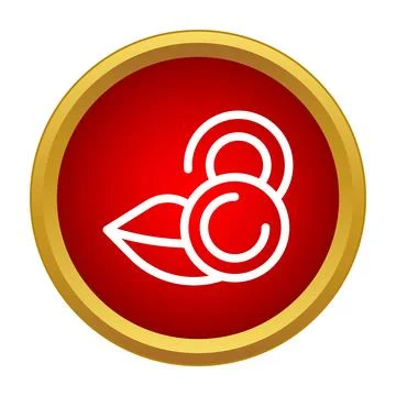 Outline nuts with leaves inside red circle Stock Illustration