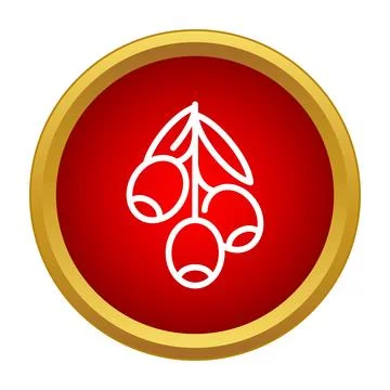 Outline olive branch icon on red circle Stock Illustration