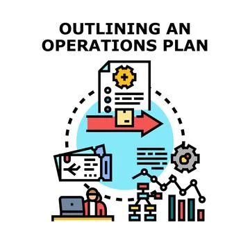Outline operations plan concept vector illustration 스톡 일러스트