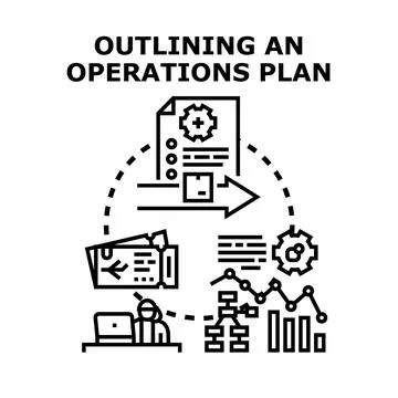 Outline operations plan concept vector illustration Stock Illustration