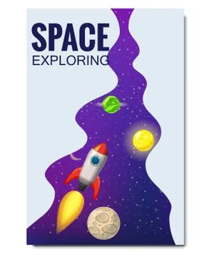 Outline outer space rocket space travel, exploration of the universe, other Stock Illustration