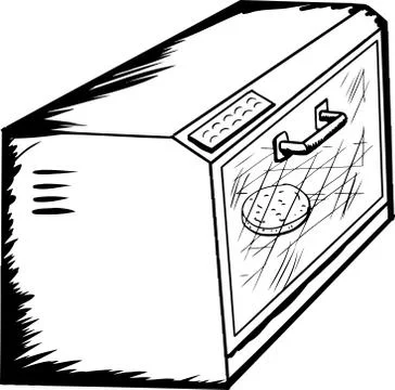 Outline Oven with Bread Inside Stock Illustration