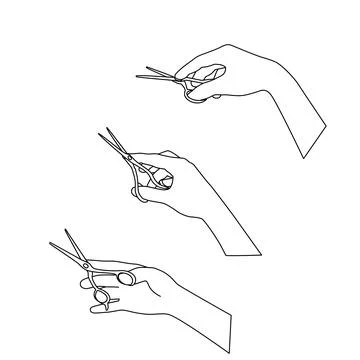 The outline of a pair of scissors in the hand. Stock Illustration