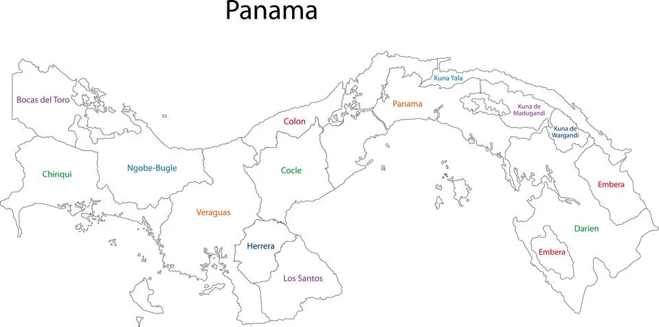 Outline panama map Stock Illustration