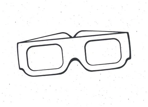 Outline of Paper 3d glasses front view. Stereo retro glasses Stock Illustration