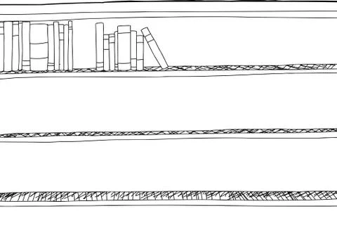 Outline of Partially Full Bookshelf Stock Illustration