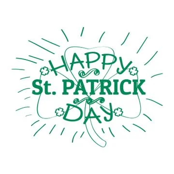 Outline of a patrick day clover with text Stock Illustration