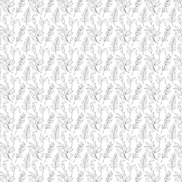 Outline pattern. Black and white foliage pattern Stock Illustration