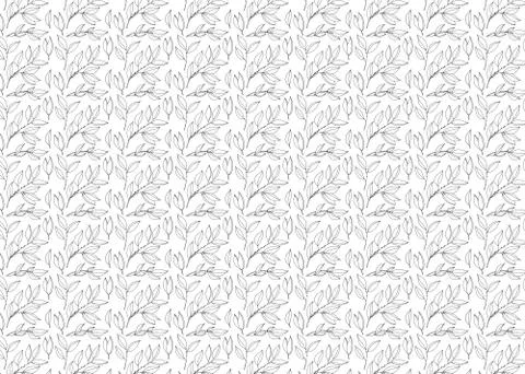 Outline pattern. Black and white foliage pattern Stock Illustration