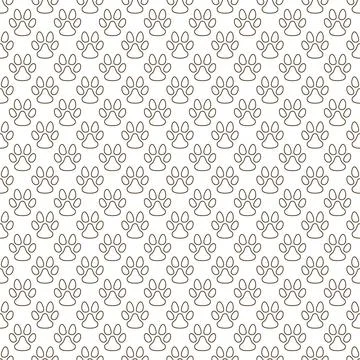Outline Paw Print Vector Backround or Seamless Pattern Stock Illustration