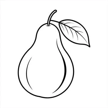 Outline of a Pear with Leaf on White Background Illustration Stock Illustration
