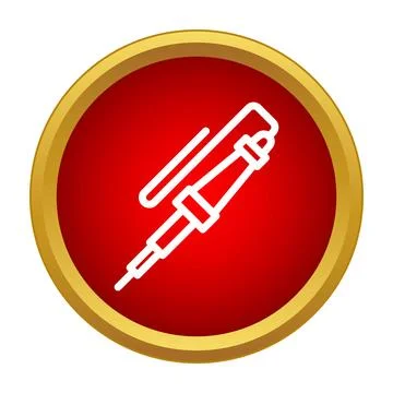 Outline pen icon with red circular background Stock Illustration