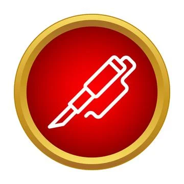 Outline pen tool icon on red circle Illustrazione stock