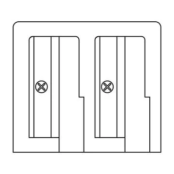 Outline pencil sharpener isolated on white background. Cartoon style. Vector  Stock Illustration