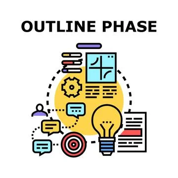 Outline phase development process concept vector illustration Stock Illustration