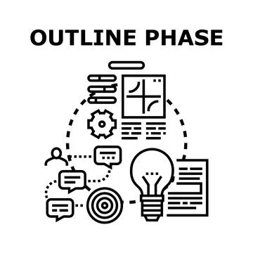 Outline phase development process concept vector illustration 스톡 일러스트