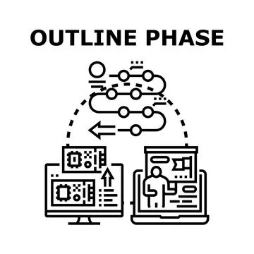 Outline phase vector concept creating strategy development Illustrazione stock