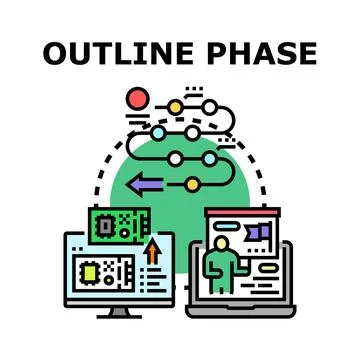 Outline phase vector concept creating strategy development Stock Illustration