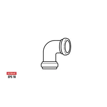 Outline pipe elbow fitting line icon plumbing connector industrial supply Stock Illustration