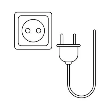 Outline plug socket. Simple vector design illustration isolated Illustrazione stock