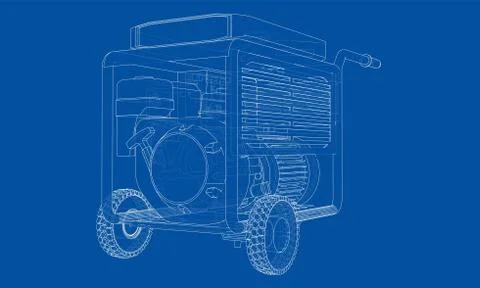 Outline portable gasoline generator vector 스톡 일러스트