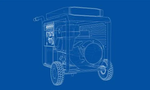 Outline portable gasoline generator vector イラスト素材