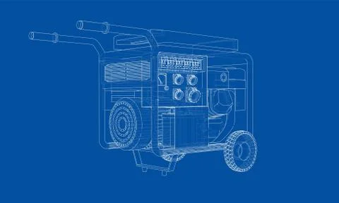 Outline portable gasoline generator vector Stock Illustration