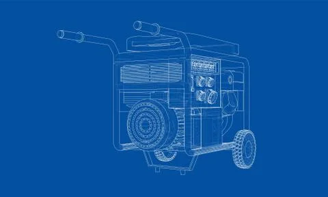 Outline portable gasoline generator vector イラスト素材