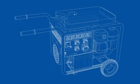Outline portable gasoline generator vector Illustrazione stock
