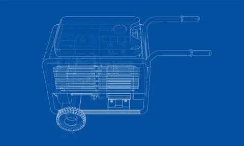Outline portable gasoline generator vector Stock Illustration