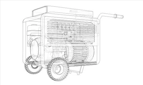 Outline portable gasoline generator vector Stock Illustration