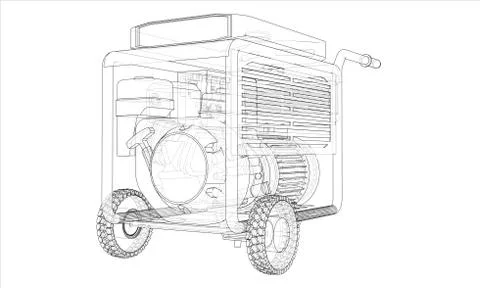 Outline portable gasoline generator vector イラスト素材