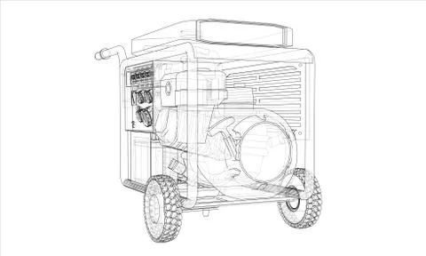 Outline portable gasoline generator vector イラスト素材