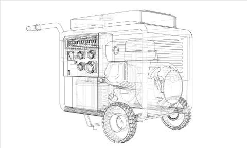 Outline portable gasoline generator vector イラスト素材