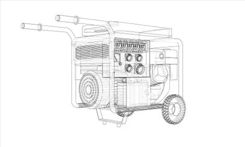 Outline portable gasoline generator vector Stock Illustration