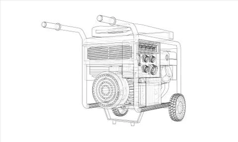 Outline portable gasoline generator vector Stock Illustration