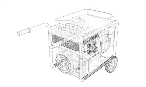 Outline portable gasoline generator vector Illustrazione stock
