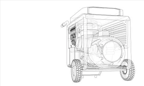 Outline portable gasoline generator vector イラスト素材