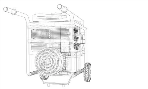 Outline portable gasoline generator vector イラスト素材