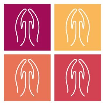 Outline Prayer hand designed using black and white colours ,sign, logo, symbo Stock Illustration