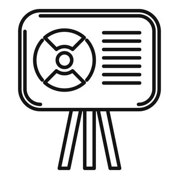Outline of presentation board with graphs and diagram icon Stock Illustration